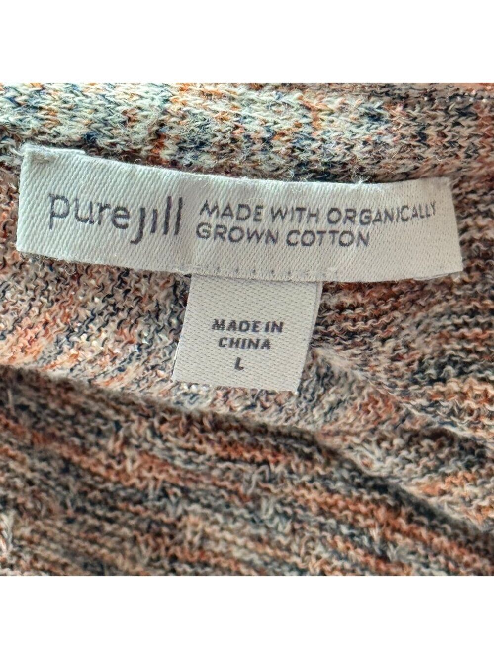 Pure Jill Organic Cotton Marled Top L Relaxed Fit Lightweight Sweater - Picture 7 of 8